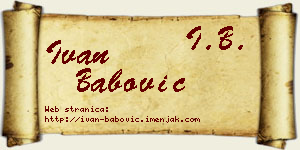 Ivan Babović vizit kartica